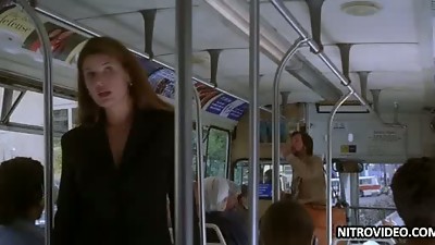 Stefanie Von Pfetten Demonstrates Her Big Round Hooters On a Bus - Movie Scene