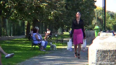 Kinky Amateur Getting Sloppy in Public with Milk and Juice