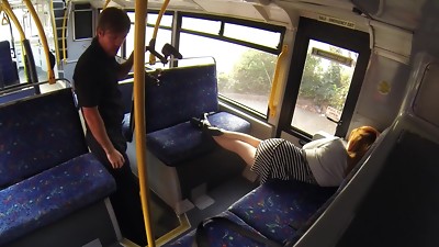 Sleepy babe woken and humped hard in the bus