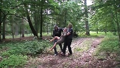 Two bad guys ambushing a vulnerable grannie and manhandling her