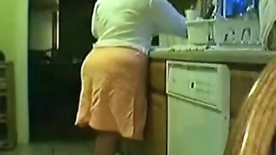 Aged couple kitchen fuck