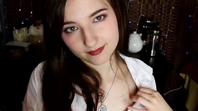 aftynrose brunette secretary flashing big boobies & teasing