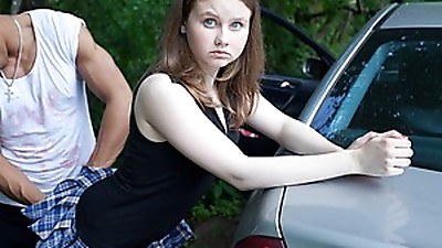 Hardcore double penetration in the woods with sexy girls