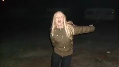 Drunken Babe Fingers Her Pussy and Gives Head to a Stranger